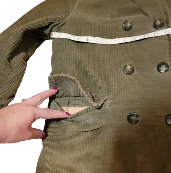 Vintage Burlington Mark V Corduroy Hooded Pea Coat Alpaca Warm Buttons Pockets - Picture 7 of 9